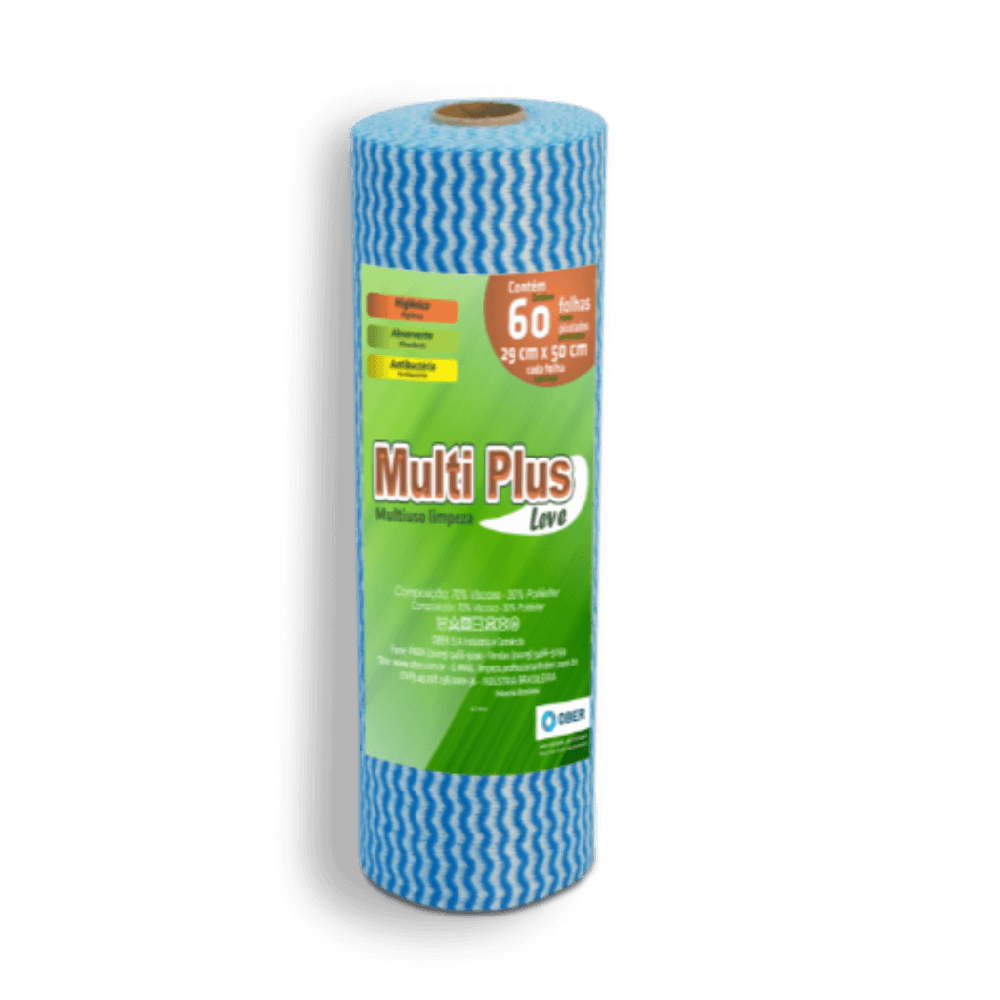 Pano Multiuso Multiplus - 29cm X 30m - 60 Folhas - 35g/m² - Azul