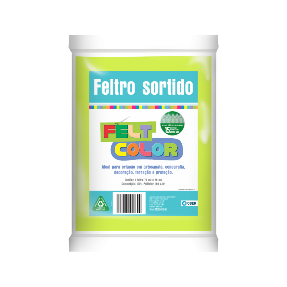 Feltro Feltcolor Liso Verde Neon - 70cm x 50cm
