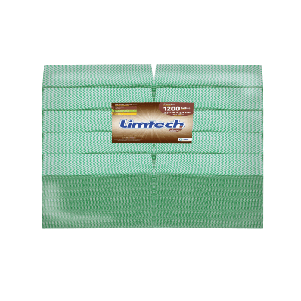 Pano Multiuso Wiper Limtech - 33cm X 50cm - 45g/m² - 120 Folhas - Verde