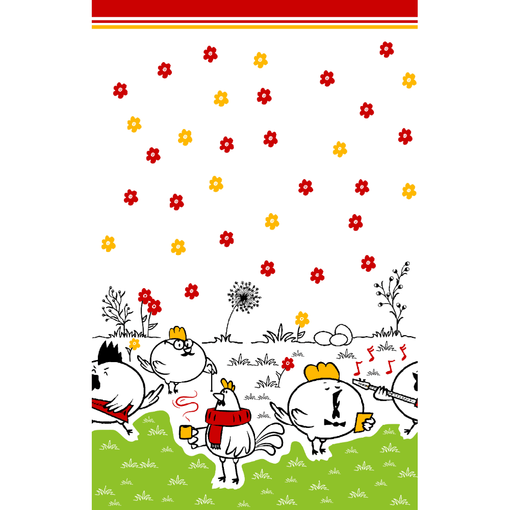 Kit 5 Pano De Prato Estampado - 68cm X 44cm