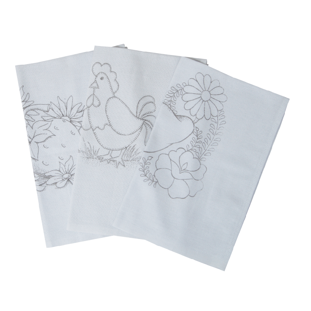 Kit 5 Pano De Prato Damasco Riscado - 68cm X 48cm