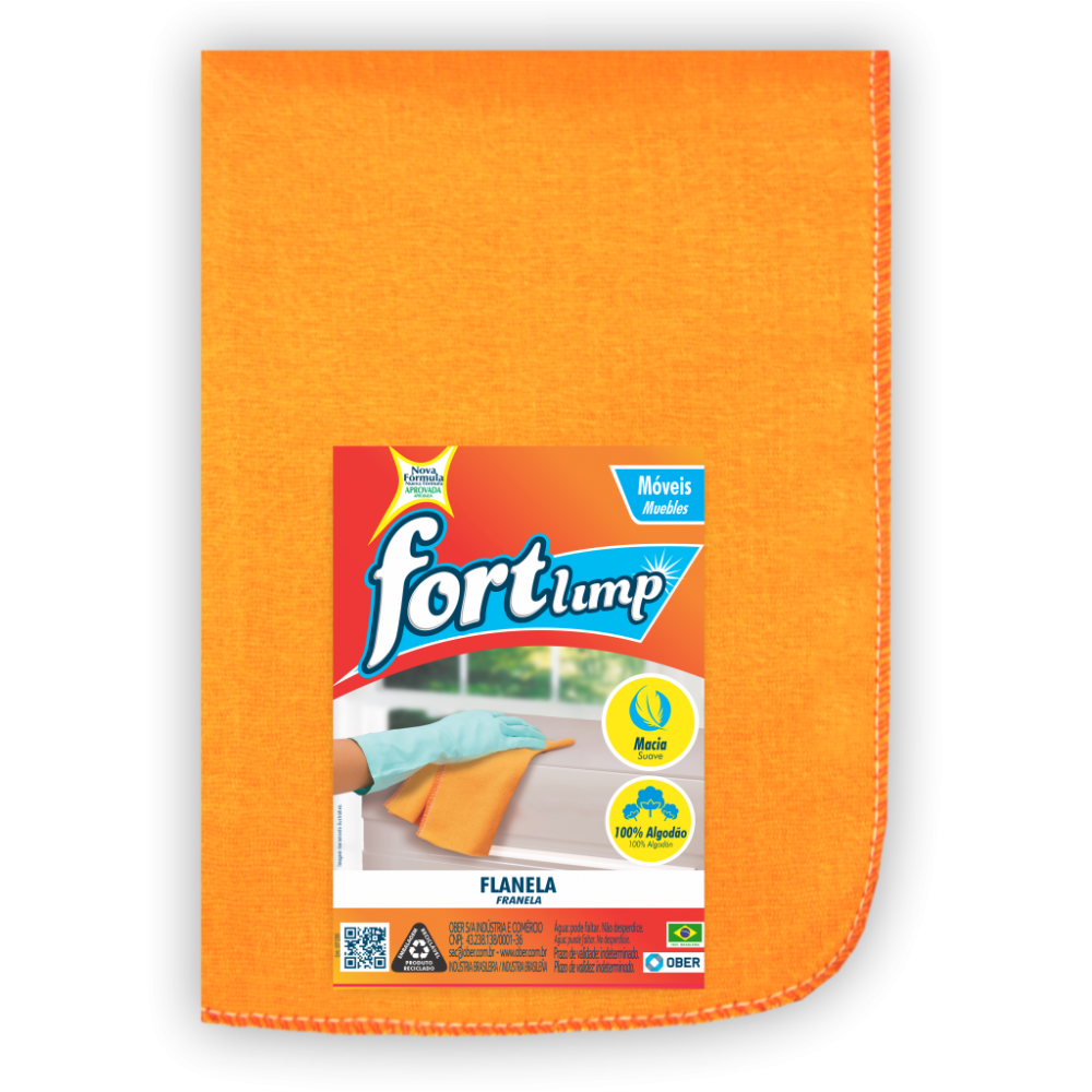 Kit 12 Flanela Fortlimp Limpeza De Móveis 26cm x 57cm