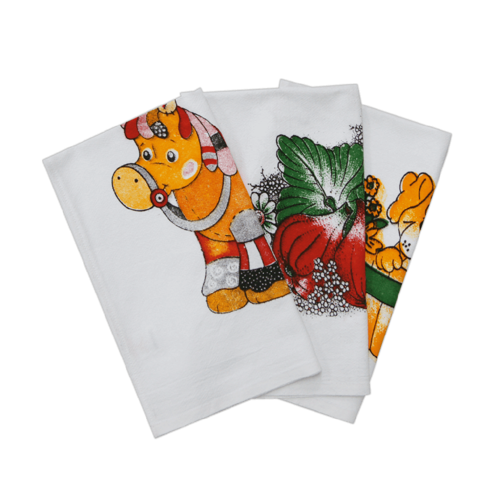 Kit 5 Pano De Prato Pé De Galinha Estampado - 68cm X 41cm