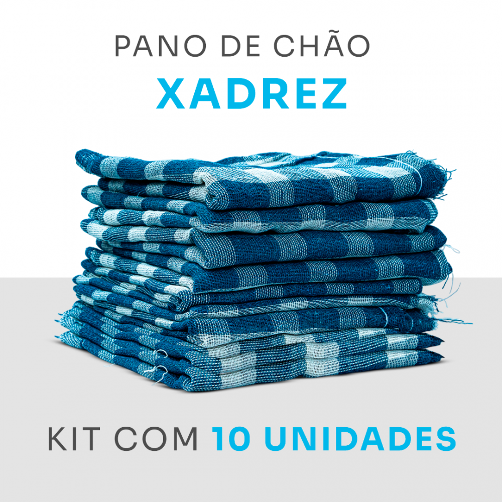 Kit 10 Pano De Chão Xadrez - 65cm X 40cm